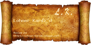 Lohner Karád névjegykártya